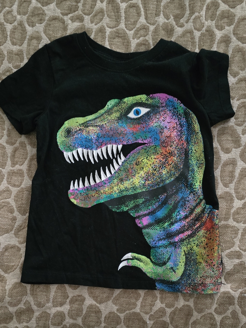 Cat & Jack Black Tee with Multicolor Dinosaur Graphic
